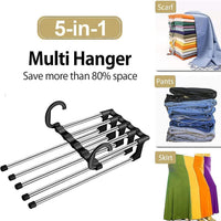 5 in 1 Pant Rack Shelves Clothes Hangers Multi-functional Wardrobe Magic Hanger