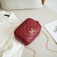 2025 Fashion Female Shoulder Bag Rhombus Embroidered Solid Color Chain Women