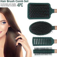 Anti-static Smooth 4pc Hair Air Cushion Comb Dark Green Plastic Comb Scalp