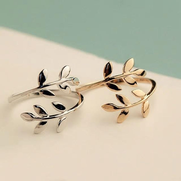 Gold Ring for Women Adjustable Tree Branch Leaves Ring