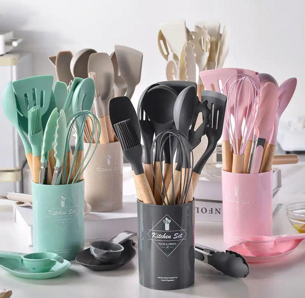 Silicone Kitchenware Spoon Set Non-Stick Cookware Utensils Set Spatula