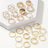 Set of 22 Elegant and Simple Style Women's Fashion Stackable Open Rings Set