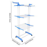 Heavy Duty 6 Tier 3 Layer 50Kg Capacity Clothes Rack Moveable & Foldable