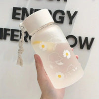 1pc 550ml/18.6oz Small Daisy Transparent Plastic Water Bottle Creative