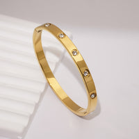 Classic Simple 18k Golden Plated Titanium Steel Bangle with Synthetic Cubic
