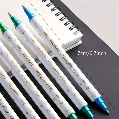 10 Metallic Brush and Fine Tip Marker Pens Glitter Ink for Scrapbooking