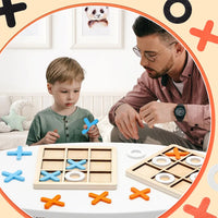 A Colorful Wooden Xo Game Set That Enhances Color Recognition, Geometric