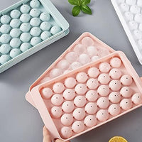 1pc Premium Plastic Ice Cube Tray 33-Cavity Round Diamond Design Food-Grade