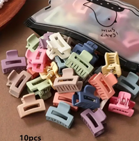 50pcs Mini Solid Color Hairpin Set Cute Rectangular Plastic Hairpin