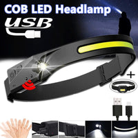 Led COB Headlight Powerful LED Headlight USB Rechargeable Headlamp