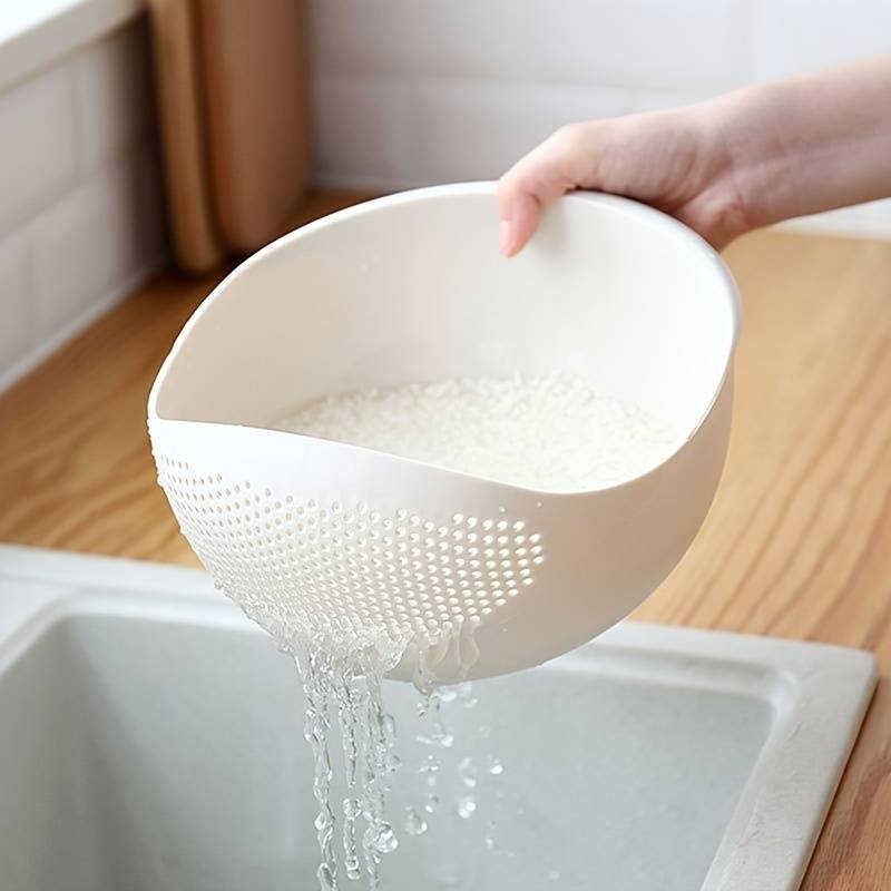 1pc Premium Plastic Rice & Vegetable Washing Basket - Durable Strainer for
