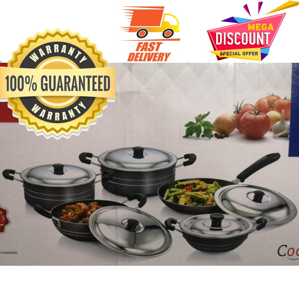 Bigene 10pc Cookware Set with Triple Layer Non-Stick Coating - (2 Casseroles