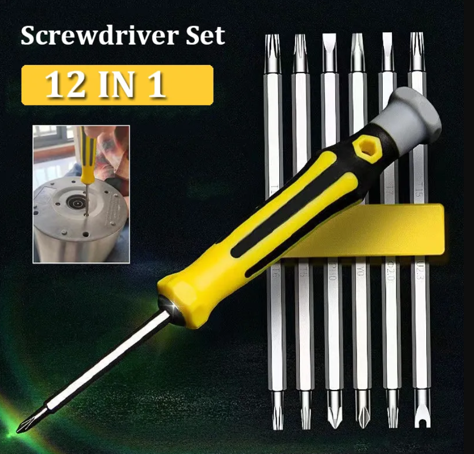 12 in 1 Magnetic Screwdriver Set Cross Flat Shaped Screwdriver Head