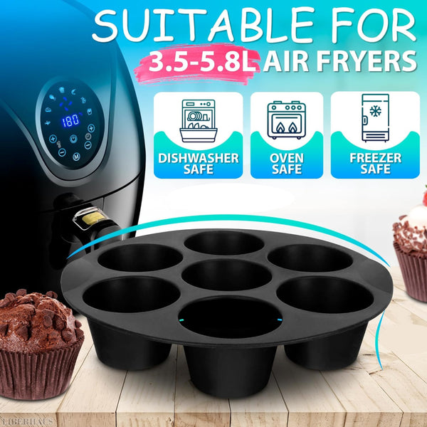7 Inch Silicone Muffin Pan Cupcake Cups,7 Cup Air Fryer Silicone Cupcake Air