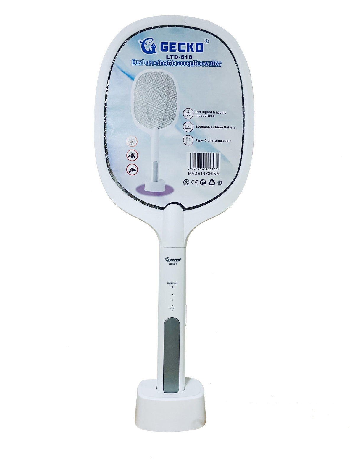 Gecko Dual-Use Electric Mosquito Racket Standing Fly Insect