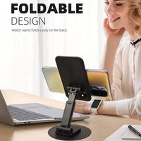 Universal Phone Stand on Desk 360 Rotating Multi-Angle Non-Slip Metal Base