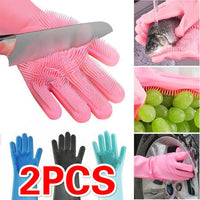 Reusable Silicone Heat Resistant Gloves Household Brush for Cleaning