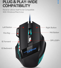 T-wolf V1 RGB 7 Color LED 1200dpi Gaming Mouse / X1 / M66 / Zornwee / Gm02