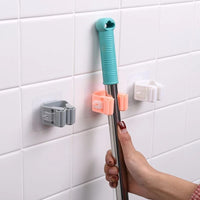 Single PC Mop Broom Self Adhesive Broom Holder Wall Without Drilling Tool Holder