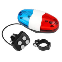 Bicycle Bike Horn Bell Police Car Light 6 LED 4 Loud Siren Sound with Remote
