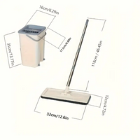 Adjustable Cotton Bucket Scratch Mop with Washable Pads, Hands-Free