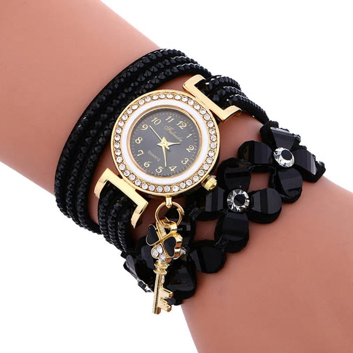 Luxury Casual Analog Quartz Watch with Bracelet Jewellery - Black