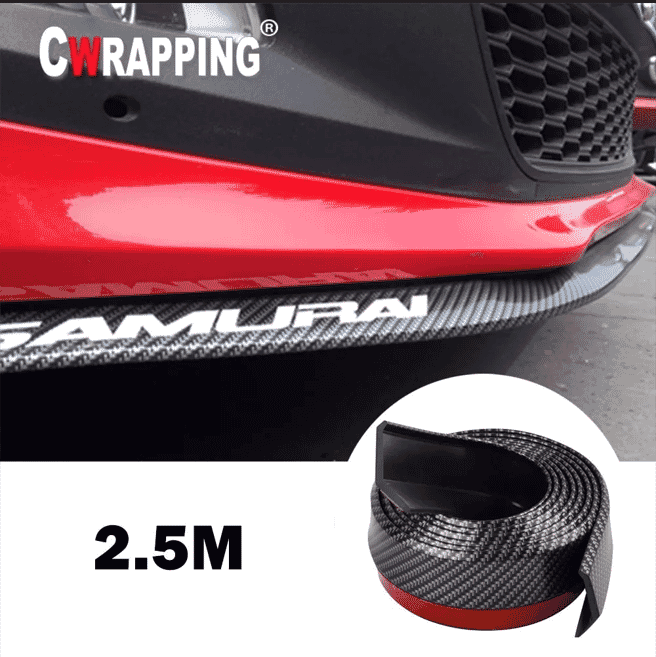 Samurai Black Carbon Front Bumper Lip Protector Rubber Body Guard