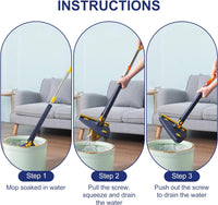 Dinning Cleaning Mop 360 Rotatable Long Triangular Mop Foldable Automatic