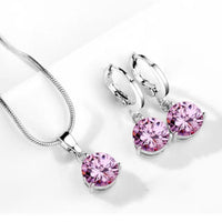 Luxury Necklace and Earrings Jewelry Set - Pink