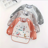 Cartoon Waterproof Long Sleeved Bib, Soft Feeding Bib, Great Christmas