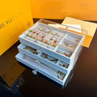 1pc Deluxe Crystal-Clear Acrylic 3-Layer/1Layer Drawer Jewelry Storage Box