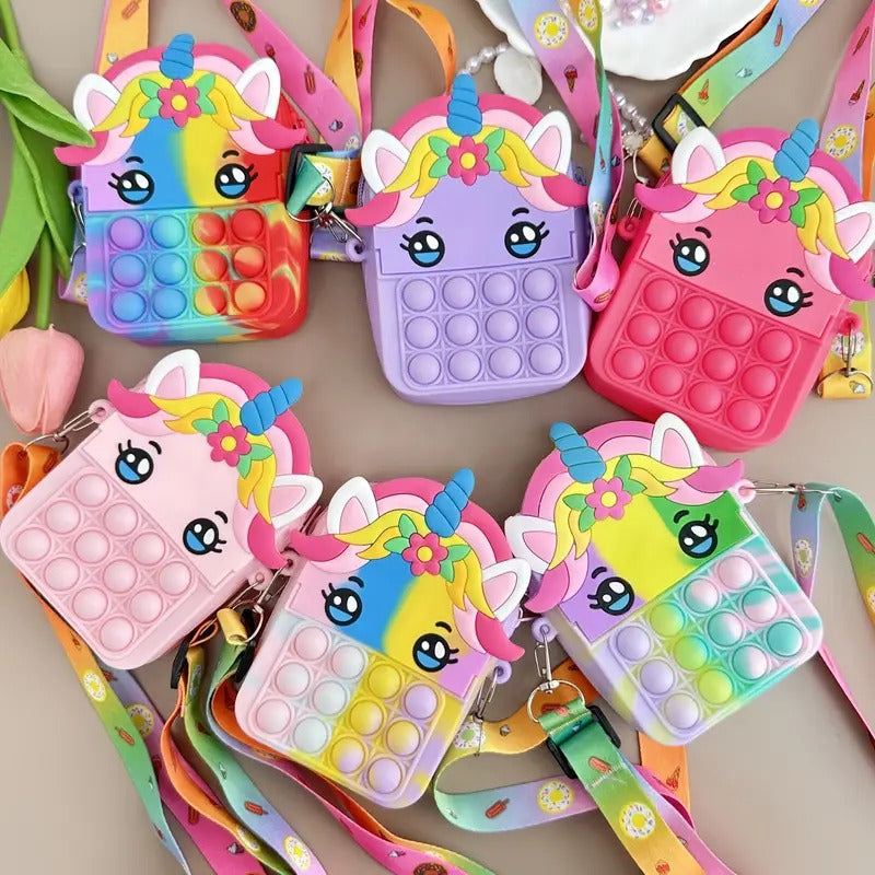 Pop Purse Silicone Sensory Unicorn Push Pop Bubble Bag Crossbody Bag