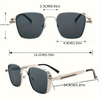 Retro Steampunk Silvery Square Metal Frame Trendy Glasses, Suitable for Both
