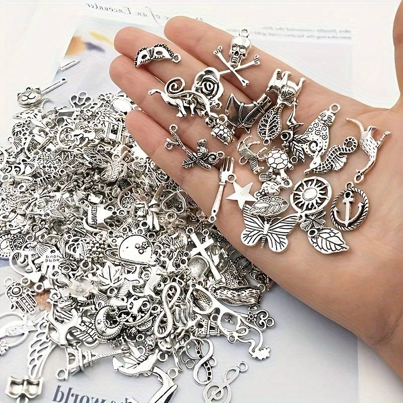 50pcs Mixed Metal Vintage Charms Assortment - DIY Jewelry Making Essentials