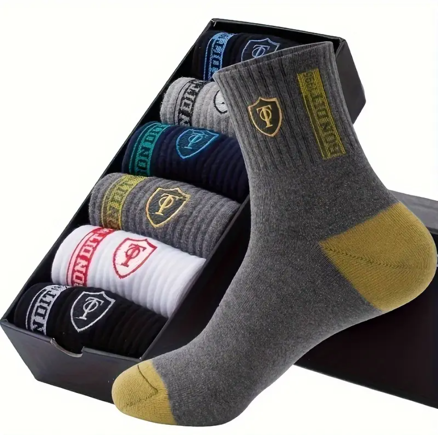 Pack of 5 Comfortable & Soft Men's Mid-Calf Socks, Trendy Casual and Sports