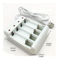 Fast-charging USB Battery Charger with 4 Slots - Smart, Compatible with