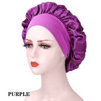 Luxurious Satin Sleep Cap for Women - Wide Elastic Band, Gentle on Hair