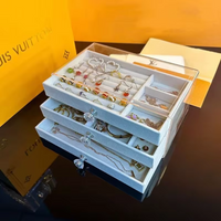 1pc Deluxe Crystal-Clear Acrylic 3-Layer/1Layer Drawer Jewelry Storage Box