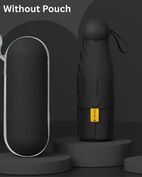Compact Black Mini Capsule Umbrella - Portable, Foldable, Manual Open with