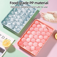 1pc Premium Plastic Ice Cube Tray 33-Cavity Round Diamond Design Food-Grade