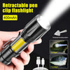 Mini Flashlight COB LED Torch Light Tactical Rechargeable Light Bright Super