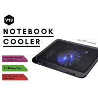 V19 Cooling Pad Portable Slim USB Powered External for Laptops