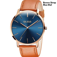 Olevs Men Boys Gents Leather Strap Casual Party Fashionable Elegant Rich