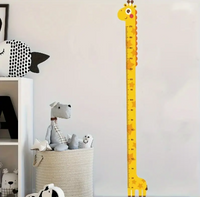 Giraffe Yellow Cute Height Chart Sticker, Wall Decor Removable Measurement