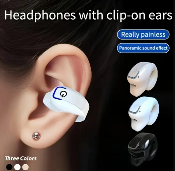 Clip-on Wireless Earbuds with Long Battery Life, Universal Phone Control
