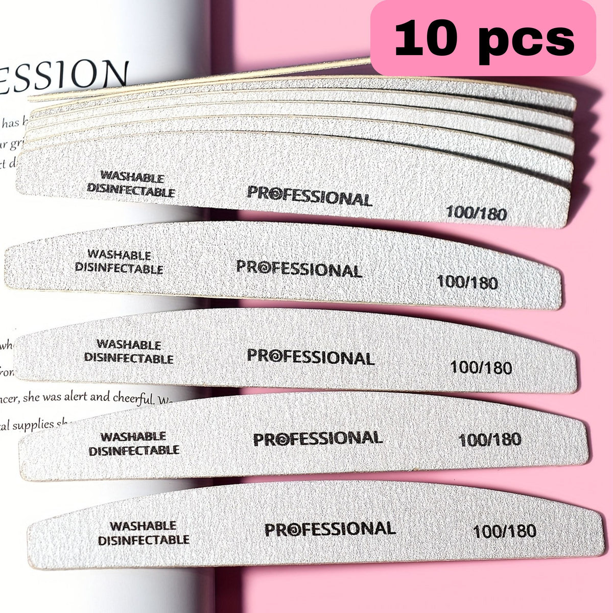 10pcs Professional Nail File Buffer for Home and Salon Manicures - Smooth