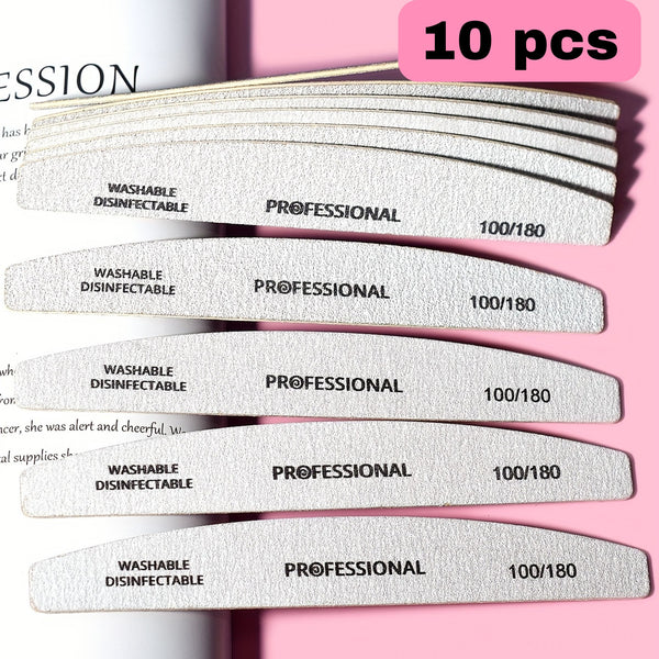 10pcs Professional Nail File Buffer for Home and Salon Manicures - Smooth