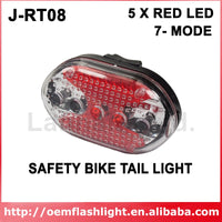 Mountain Bike Tail Light Taillight Safety J-rt08 5 X LED 7-Mode Red Safety