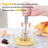 1pc, Semi Automatic Egg Whisk, Stainless Steel Hand Push Whisk, Egg Beater