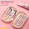 14pcs Premium Manicure and Pedicure Kit in Pink and Blue, Featuring